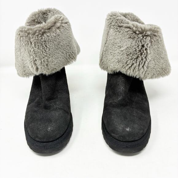 Ash Yorkie Sheep Skin Black Wedge Black Boot 39 (8.5) - Picture 5 of 11